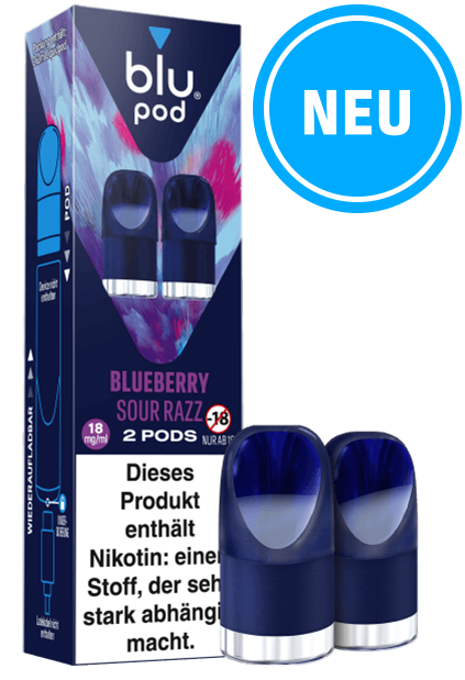 Blu Pod Blueberry Sour Razz 10 x 2 Pods 18mg/ml Nikotin € 7,34 Einzelpreis